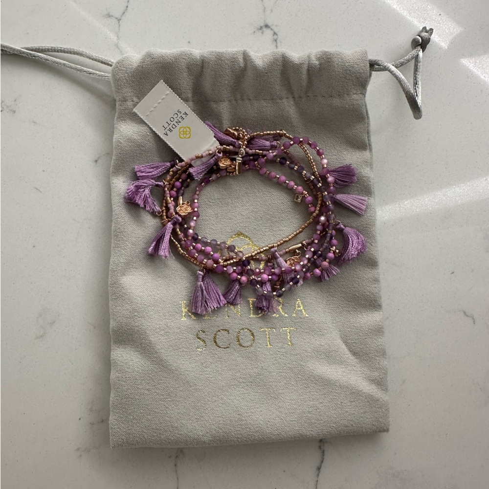 Kendra Scott Purple and Gold Beaded Bracelet